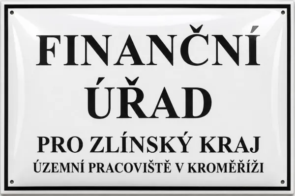 Smaltovaná cedule pro finanční úřad O-istitut 11